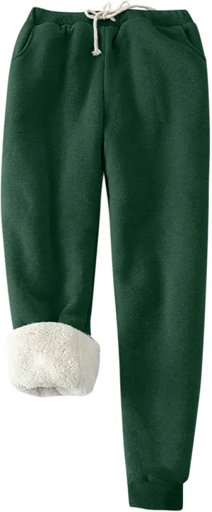 GOKKILRW Womens Winter Warm Athletic Sweatpants Baggy Sherpa Lined Running Sports Jogger Pants Thermal Cashmere Fleece Pants
