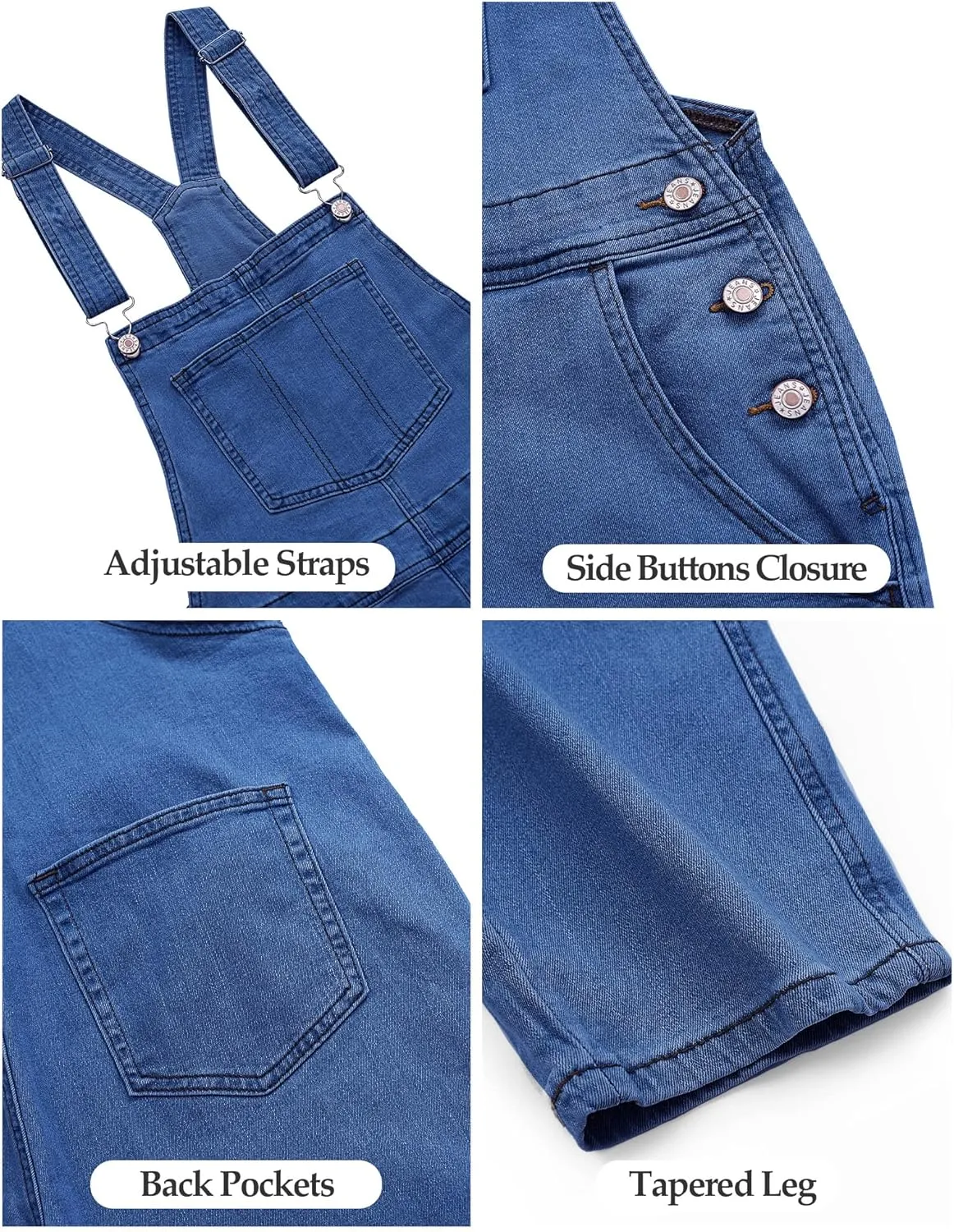GRAPENT Overalls for Women Loose Fit Jean Denim Bib Jumpsuit Stretch Overall Pants