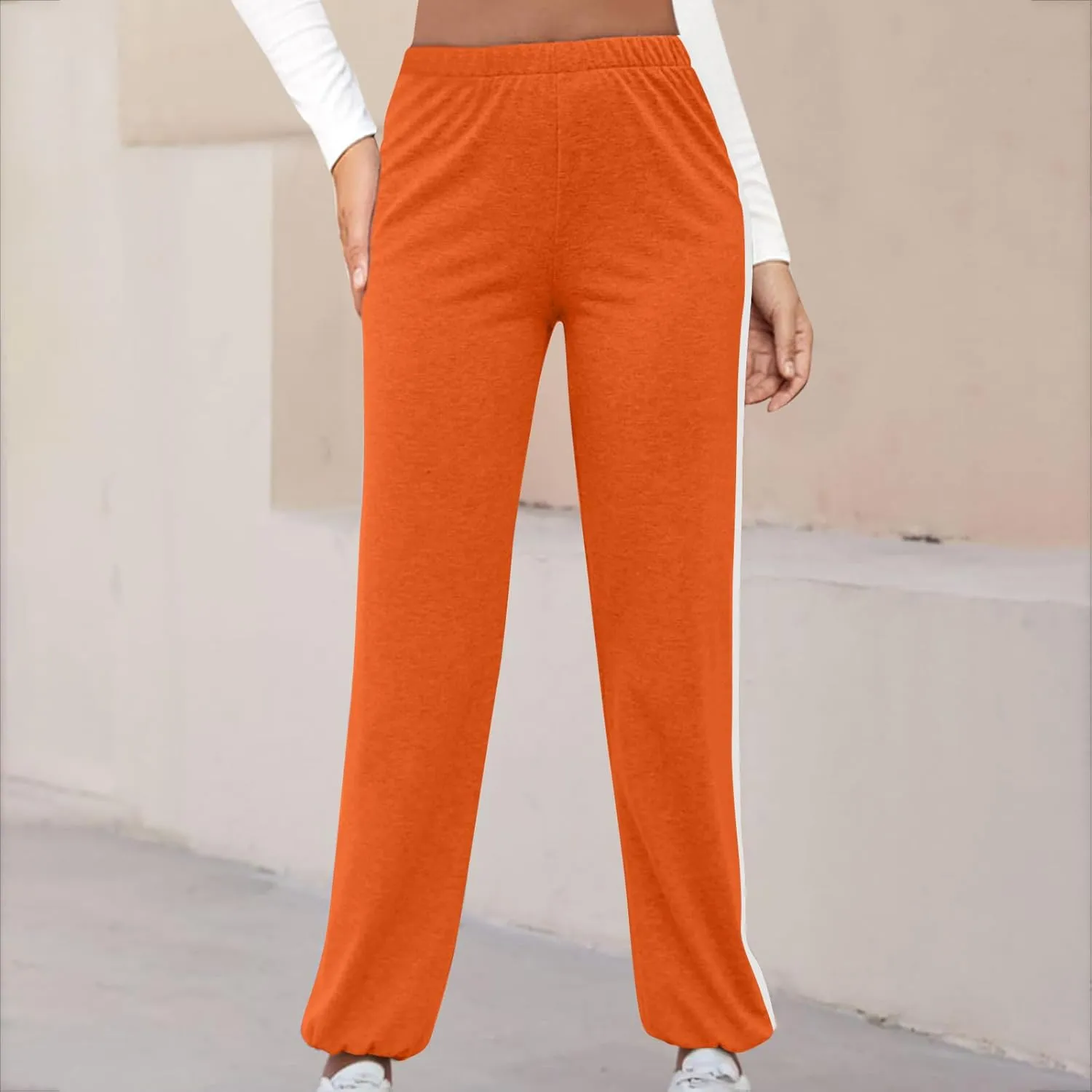 High Waisted Jogger for Women Stripe Side Drawstring Lightweight Workout Sweatpants Athletic Joggers Pants