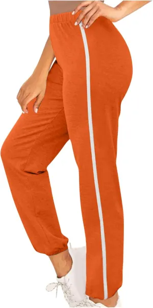 High Waisted Jogger for Women Stripe Side Drawstring Lightweight Workout Sweatpants Athletic Joggers Pants