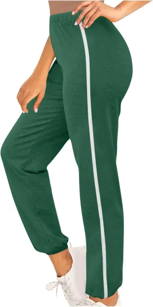High Waisted Jogger for Women Stripe Side Drawstring Lightweight Workout Sweatpants Athletic Joggers Pants