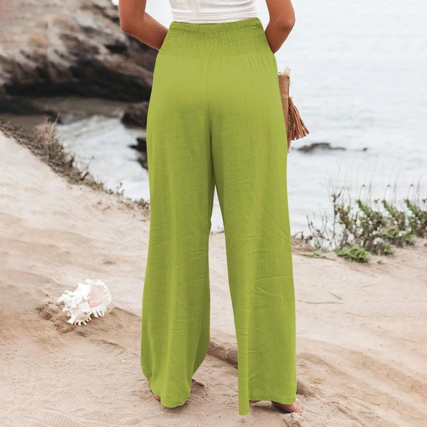 High Waisted Wide Leg Pants for Women with Pockets Plus Size Casual Solid Palazzo Pant Loose Fit Lounge Trousers