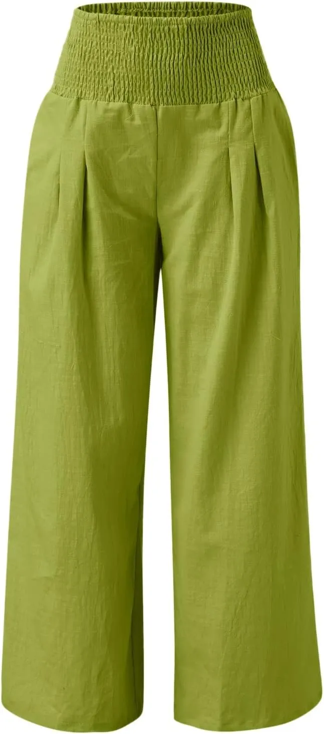 High Waisted Wide Leg Pants for Women with Pockets Plus Size Casual Solid Palazzo Pant Loose Fit Lounge Trousers