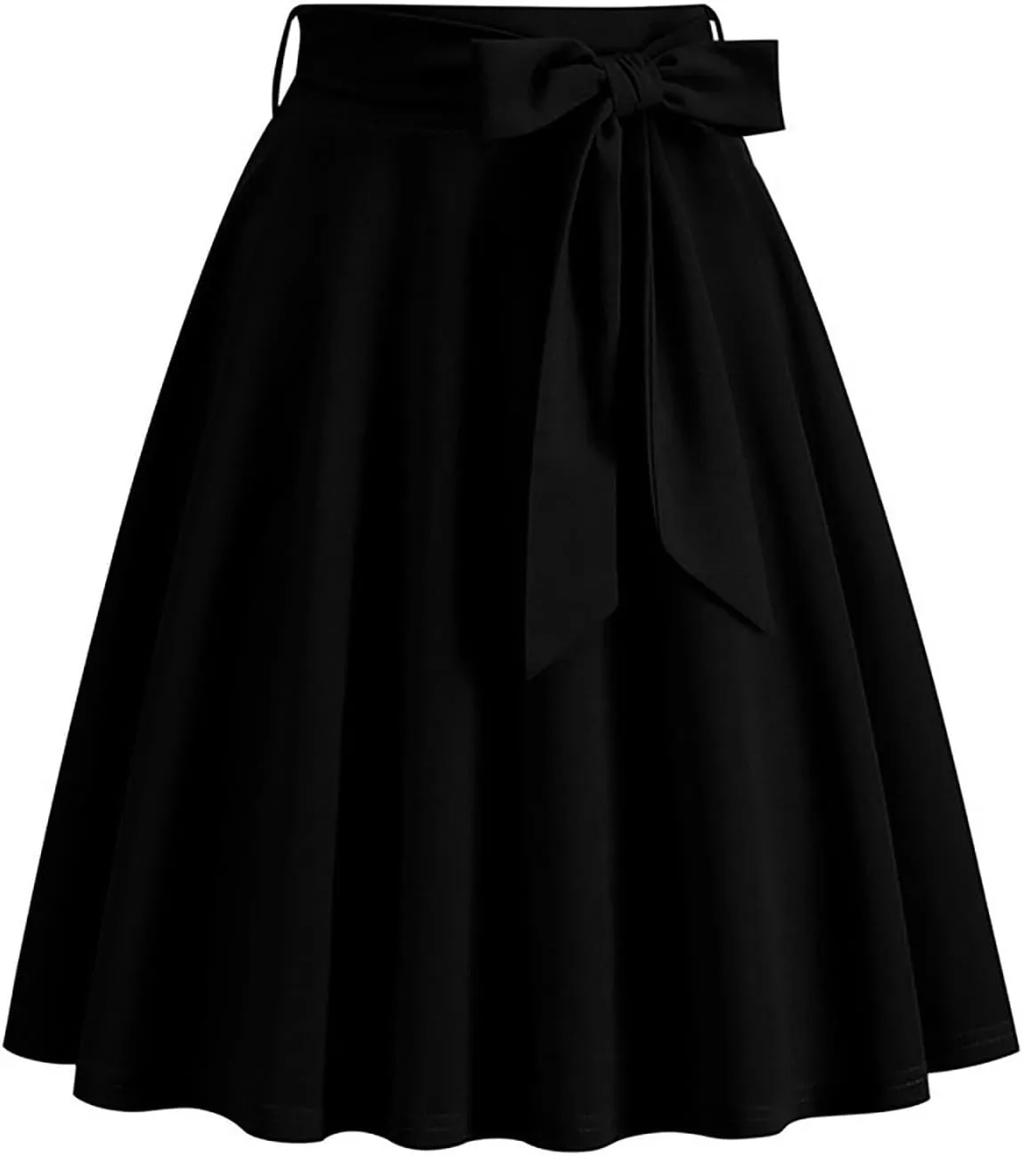 hlysgo Women's High Waist Pleated Midi Skirts 2025 Trendy A-Line Skirt Flowy Swing Skirt with Belt