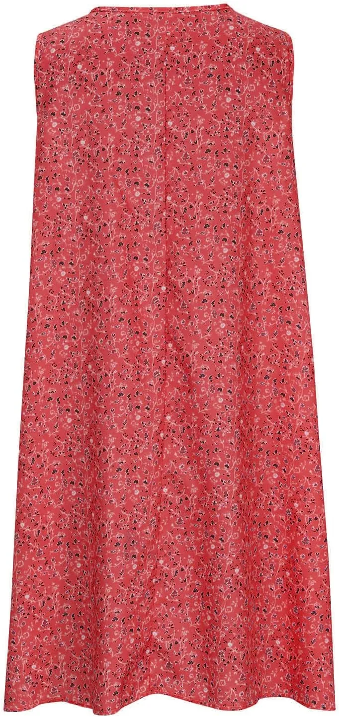 Holiday Dresses for Women 2025 Trendy Floar Print Vacation Sundress Casual Sleeveless Smocked Flowy Hawaii Dress