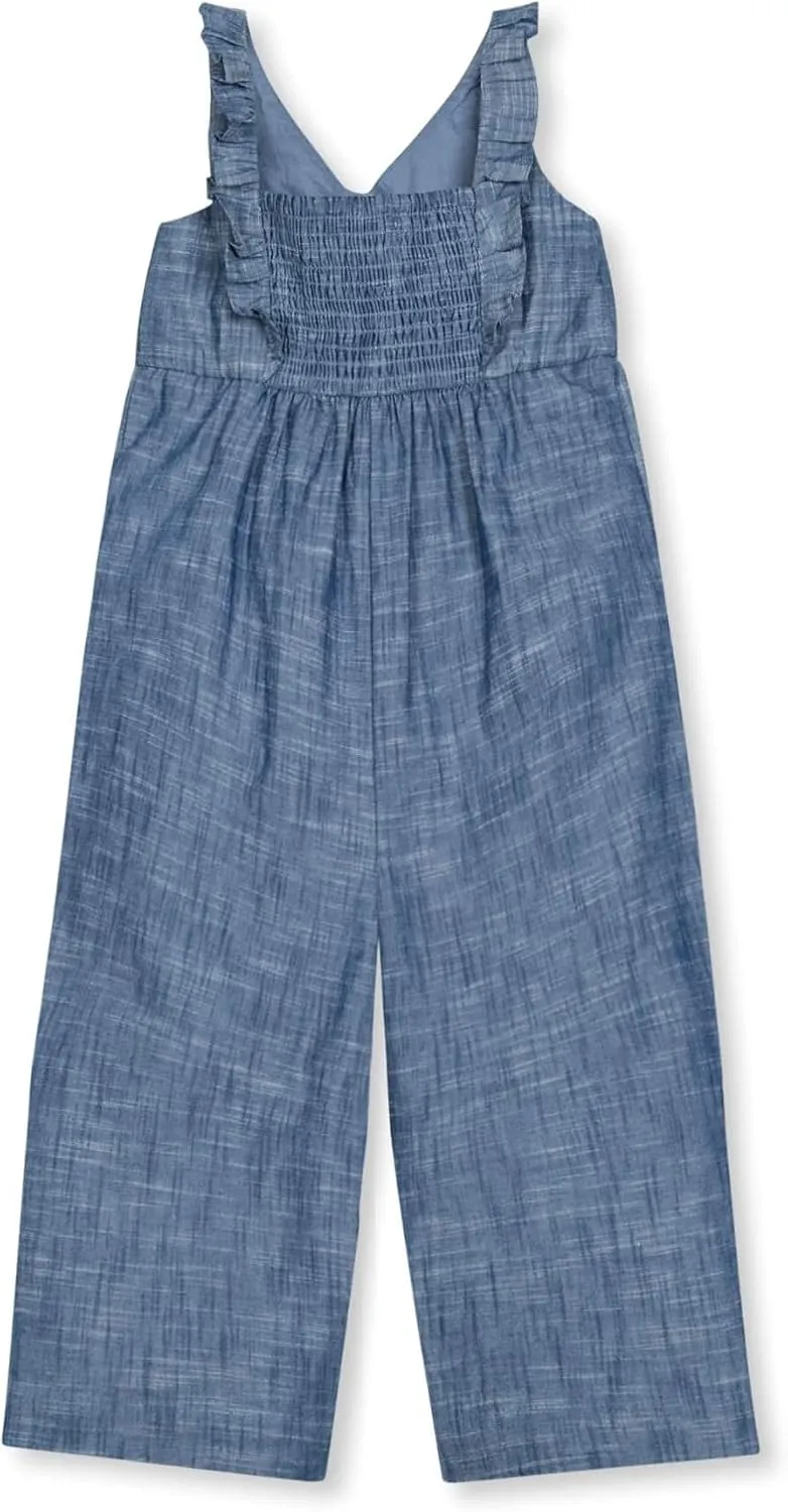 Hope & Henry Girls' Bow Front Wide Leg Jumpsuit