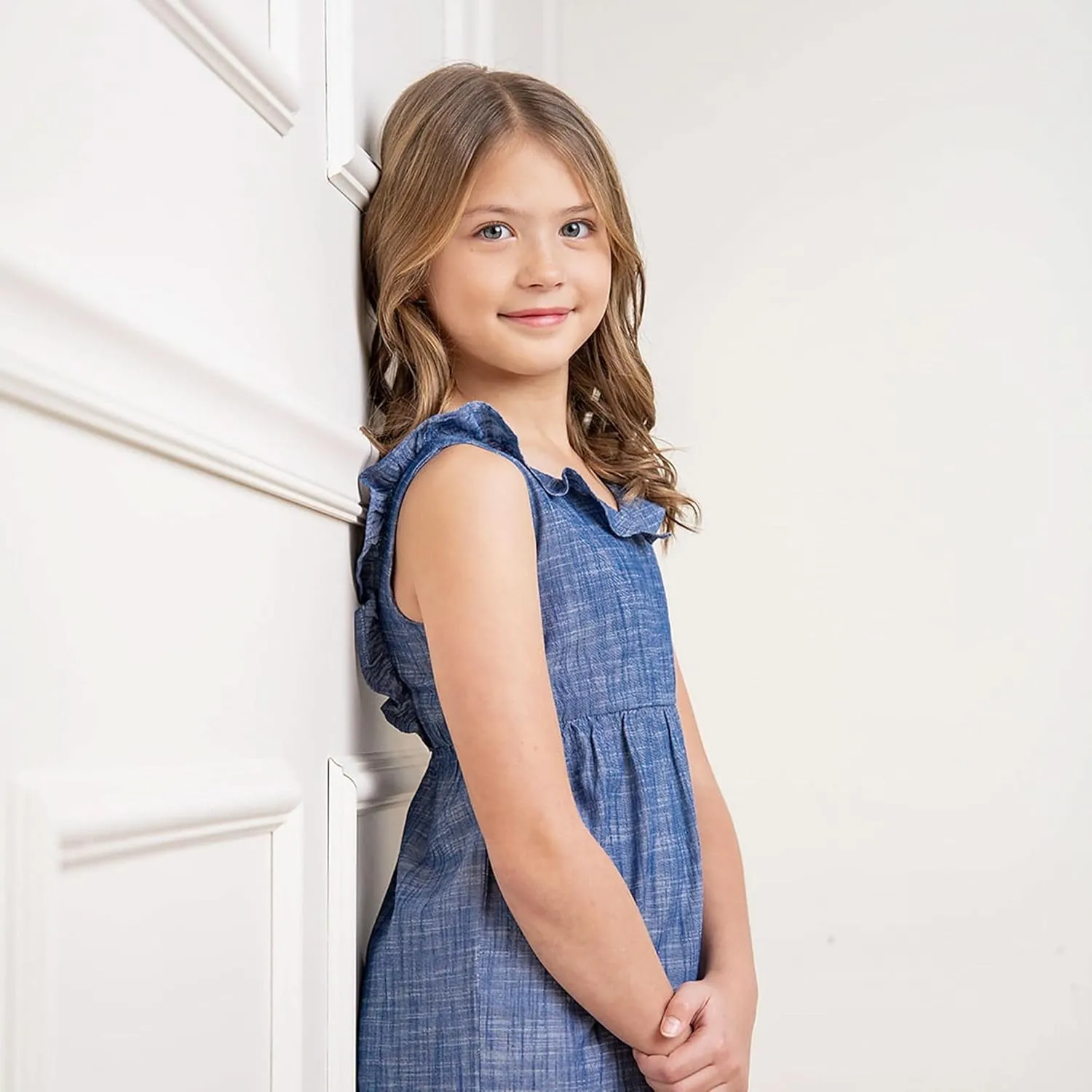 Hope & Henry Girls' Bow Front Wide Leg Jumpsuit