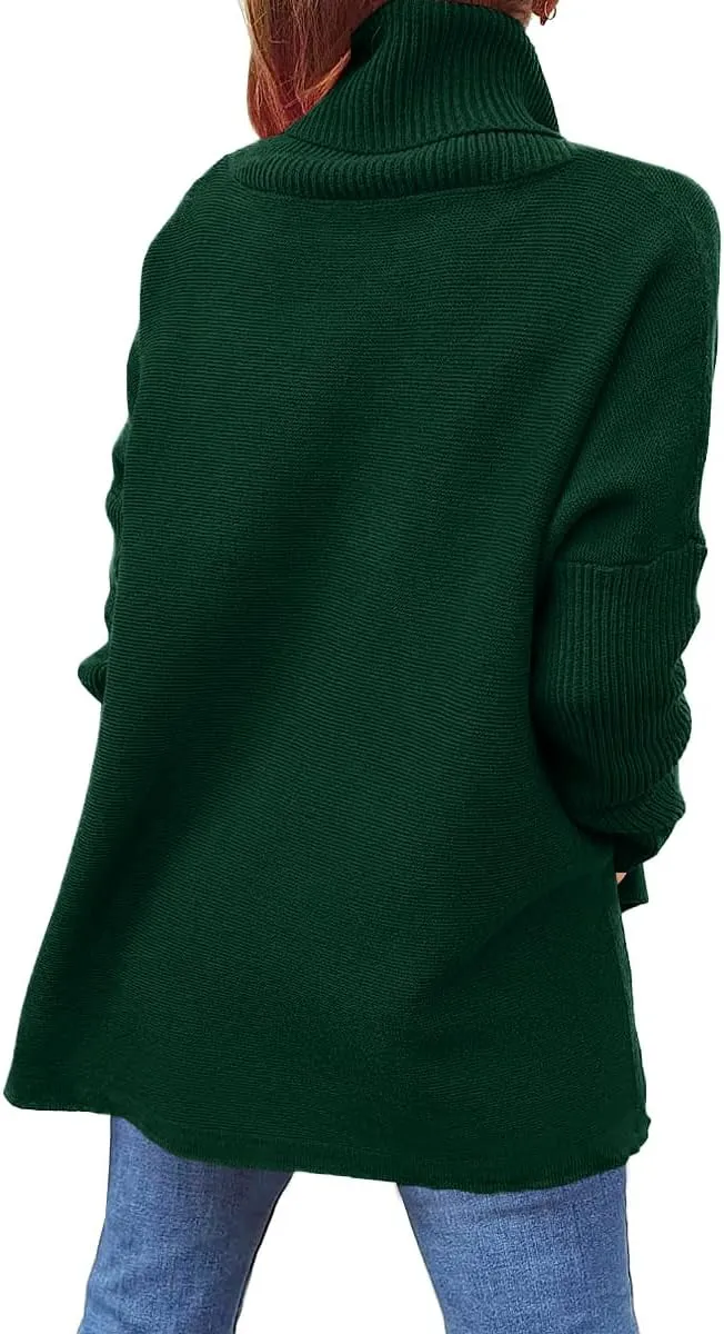 Imily Bela Ugly Christmas Sweater for Women Oversized Turtleneck Long Batwing Sleeve Knitted Cozy Pullover Sweaters