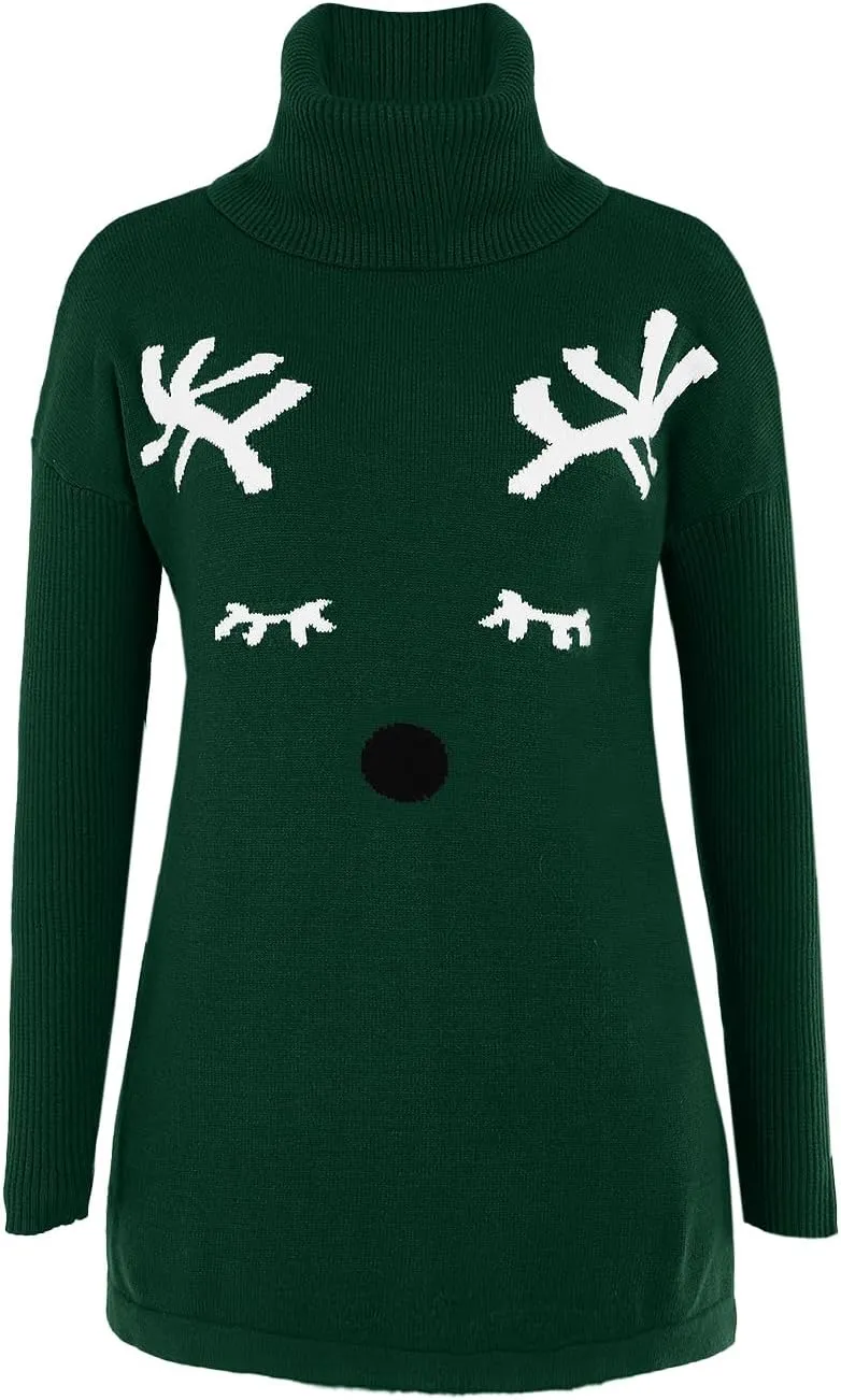Imily Bela Ugly Christmas Sweater for Women Oversized Turtleneck Long Batwing Sleeve Knitted Cozy Pullover Sweaters
