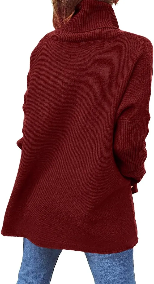 Imily Bela Ugly Christmas Sweater for Women Oversized Turtleneck Long Batwing Sleeve Knitted Cozy Pullover Sweaters