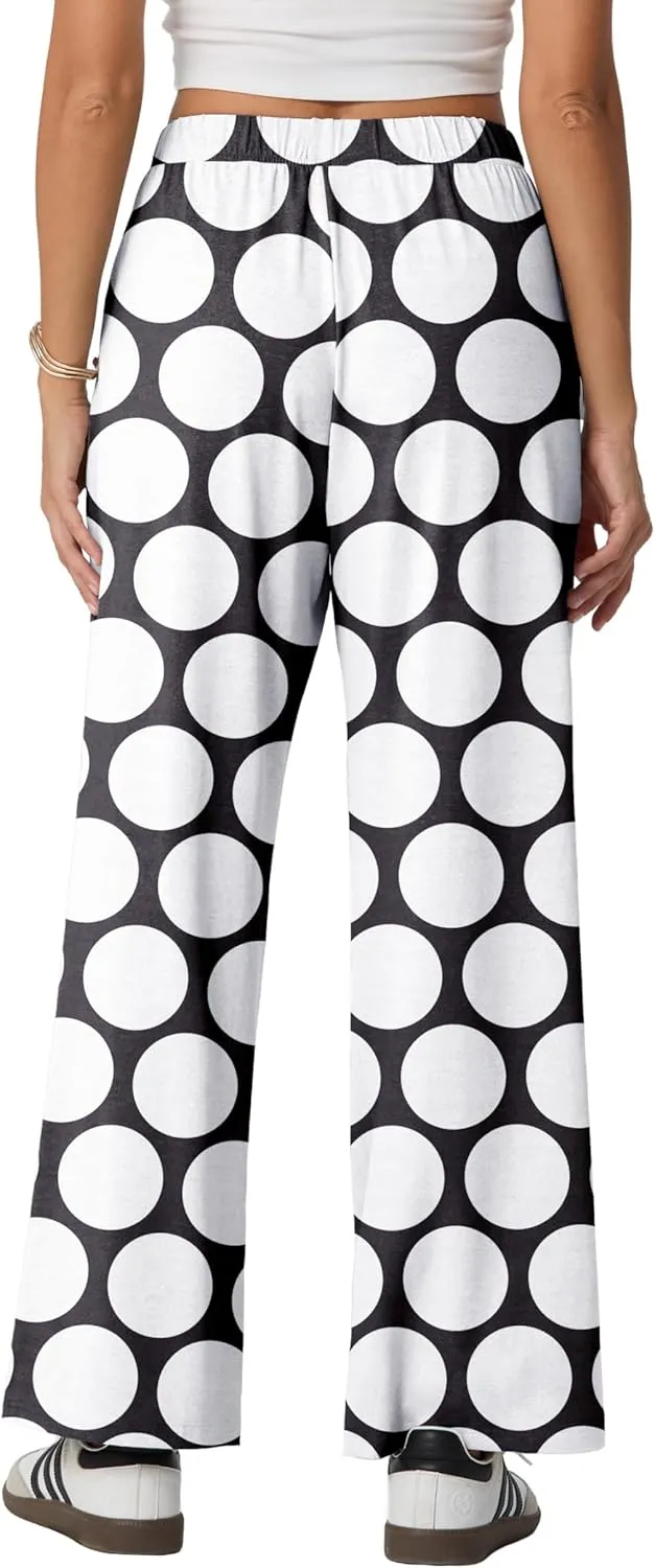 IWOLLENCE Women's Casual Loose Checkered Wide Leg Pants High Waist Straight Lounge Y2K Gingham Trousers Summer
