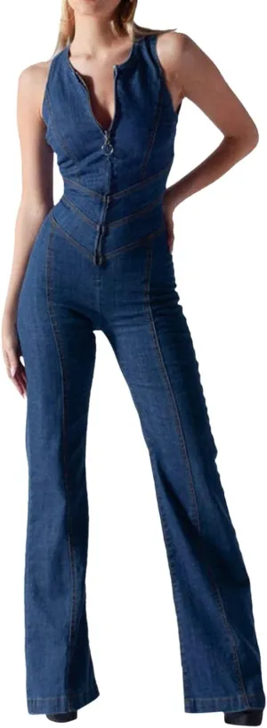Jean Jumpsuit for Women Heart Jeans Wide Leg High Waisted Slim Fit Zipper V Neck Denim Jumpsuit Overalls Rompers 2025