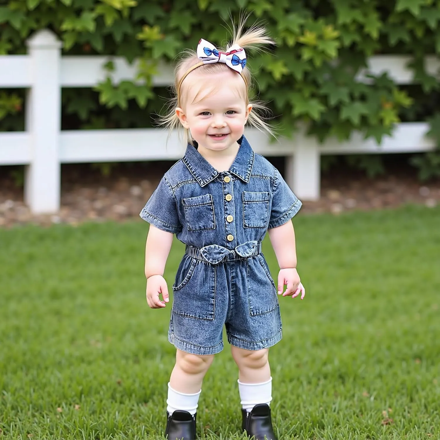 Kids Infant Summer Clothes Toddler Baby Girl Romper Denim Short Sleeve Jumpsuit Shorts One Piece Outfit