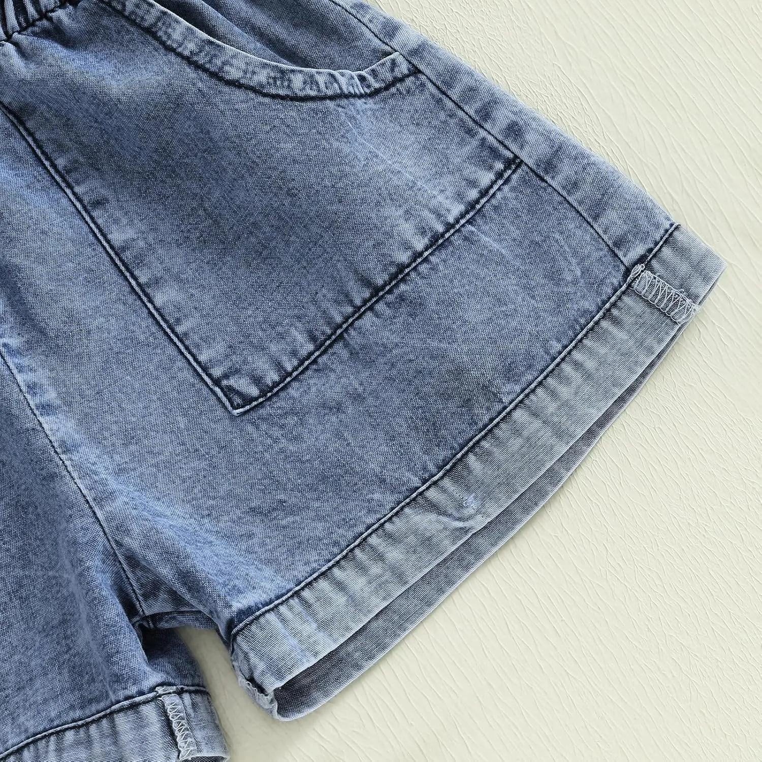 Kids Infant Summer Clothes Toddler Baby Girl Romper Denim Short Sleeve Jumpsuit Shorts One Piece Outfit