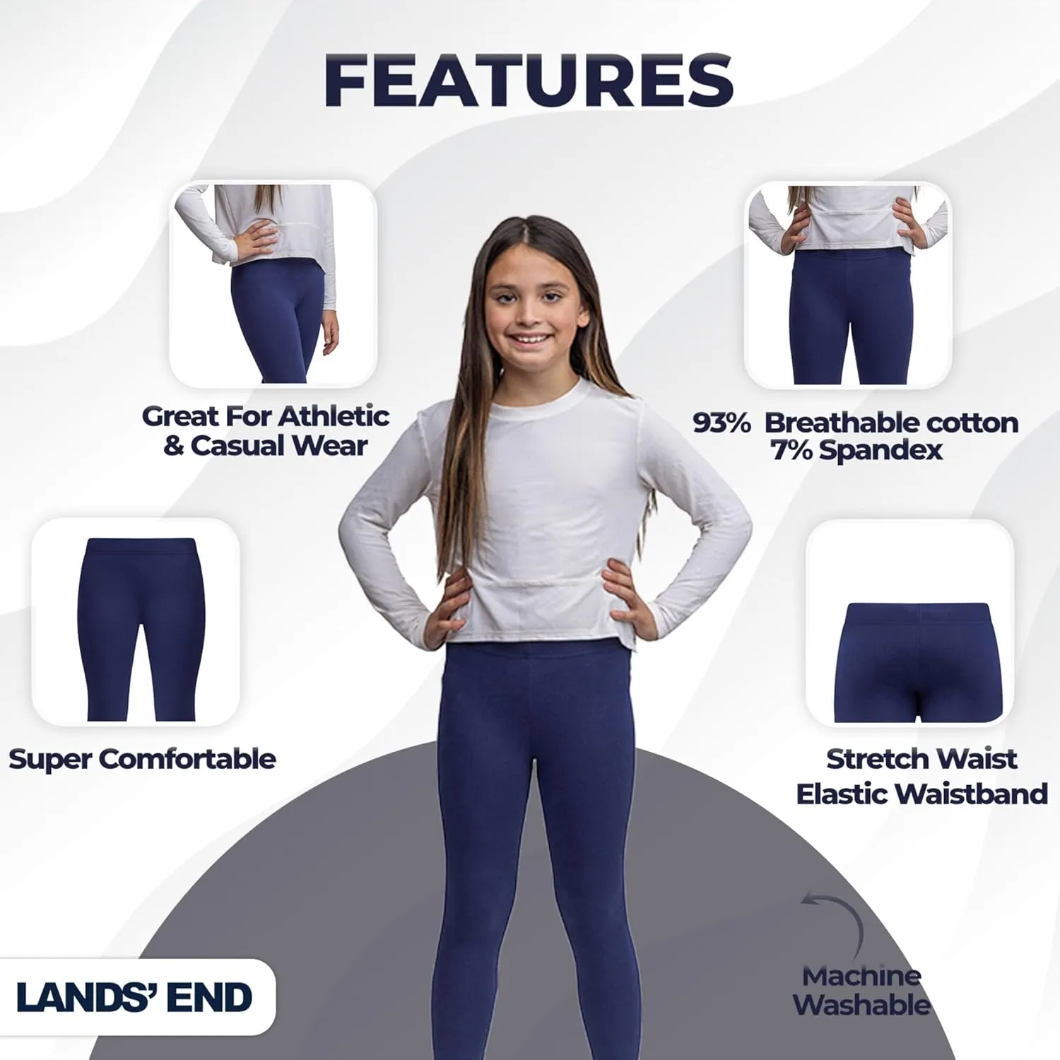 Lands' End Girls Tough Cotton Novelty Leggings