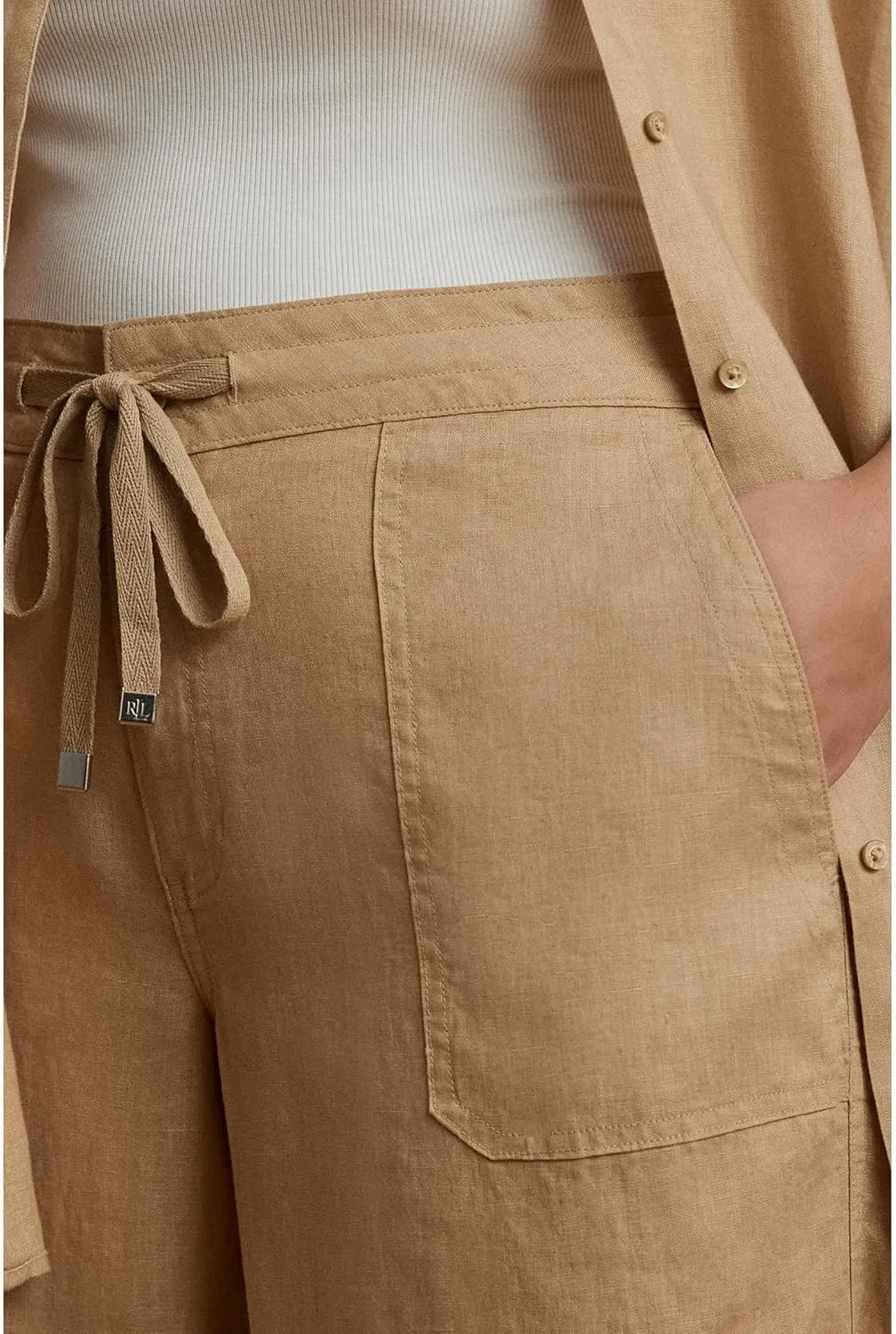 Lauren Ralph Lauren Women's Plus Size Linen Wide-Leg Pants