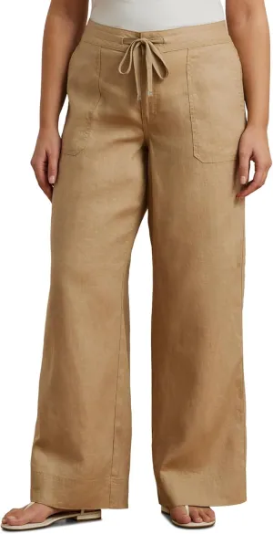 Lauren Ralph Lauren Women's Plus Size Linen Wide-Leg Pants
