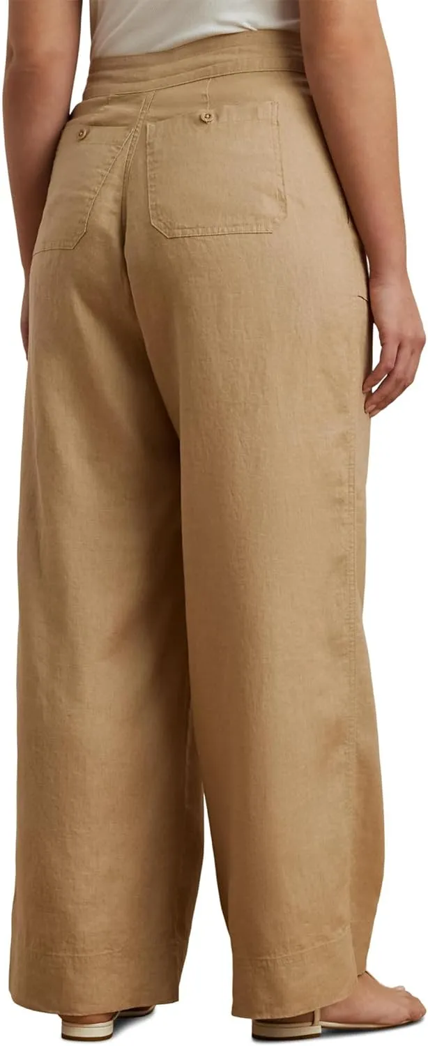 Lauren Ralph Lauren Women's Plus Size Linen Wide-Leg Pants