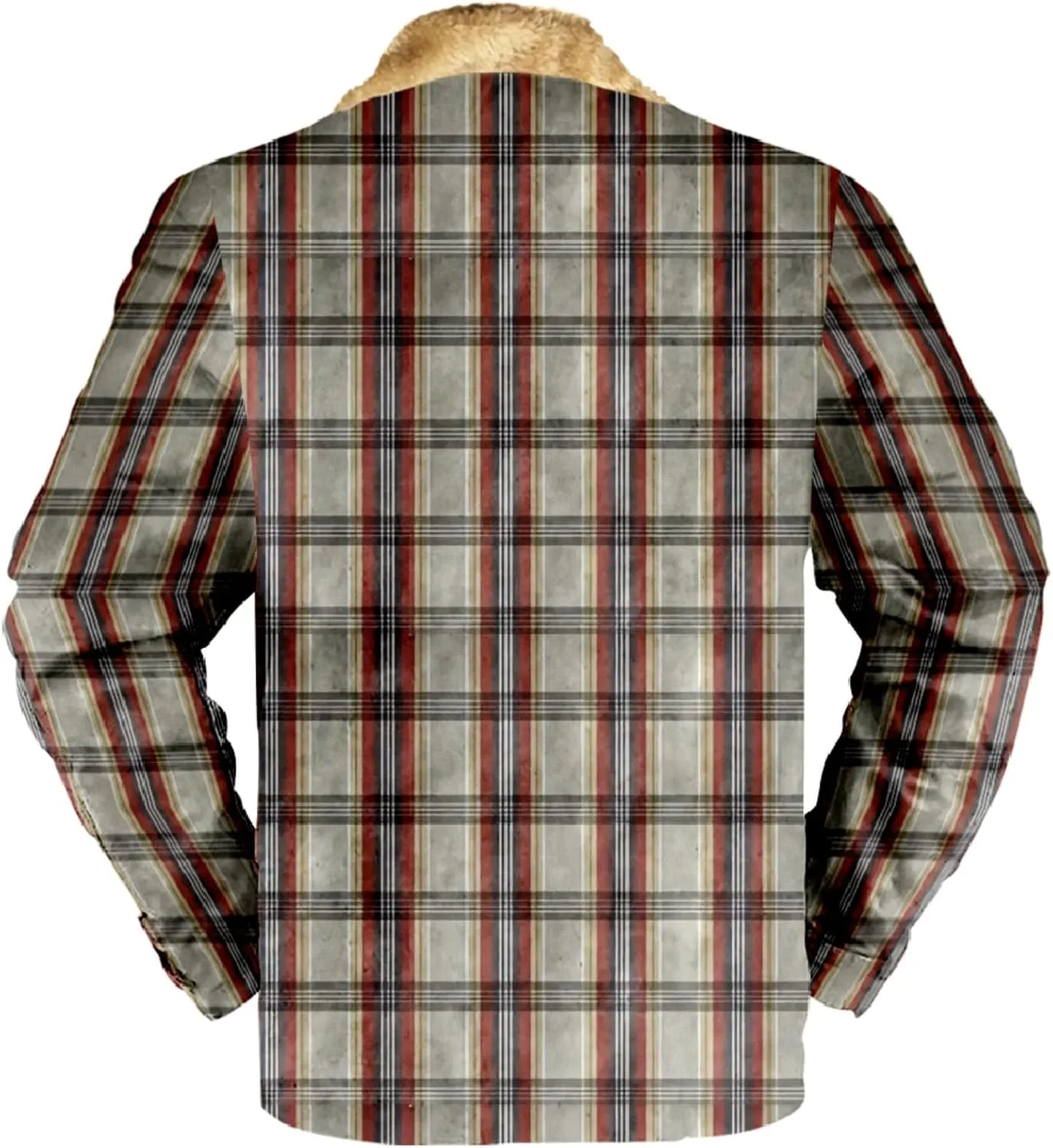 LCMTWX Men's Fleece Flannel Jackets Print Hooded Zipper Pocket Long Sleeve Shirt Patchwork Jacket Casual Loose Thickened