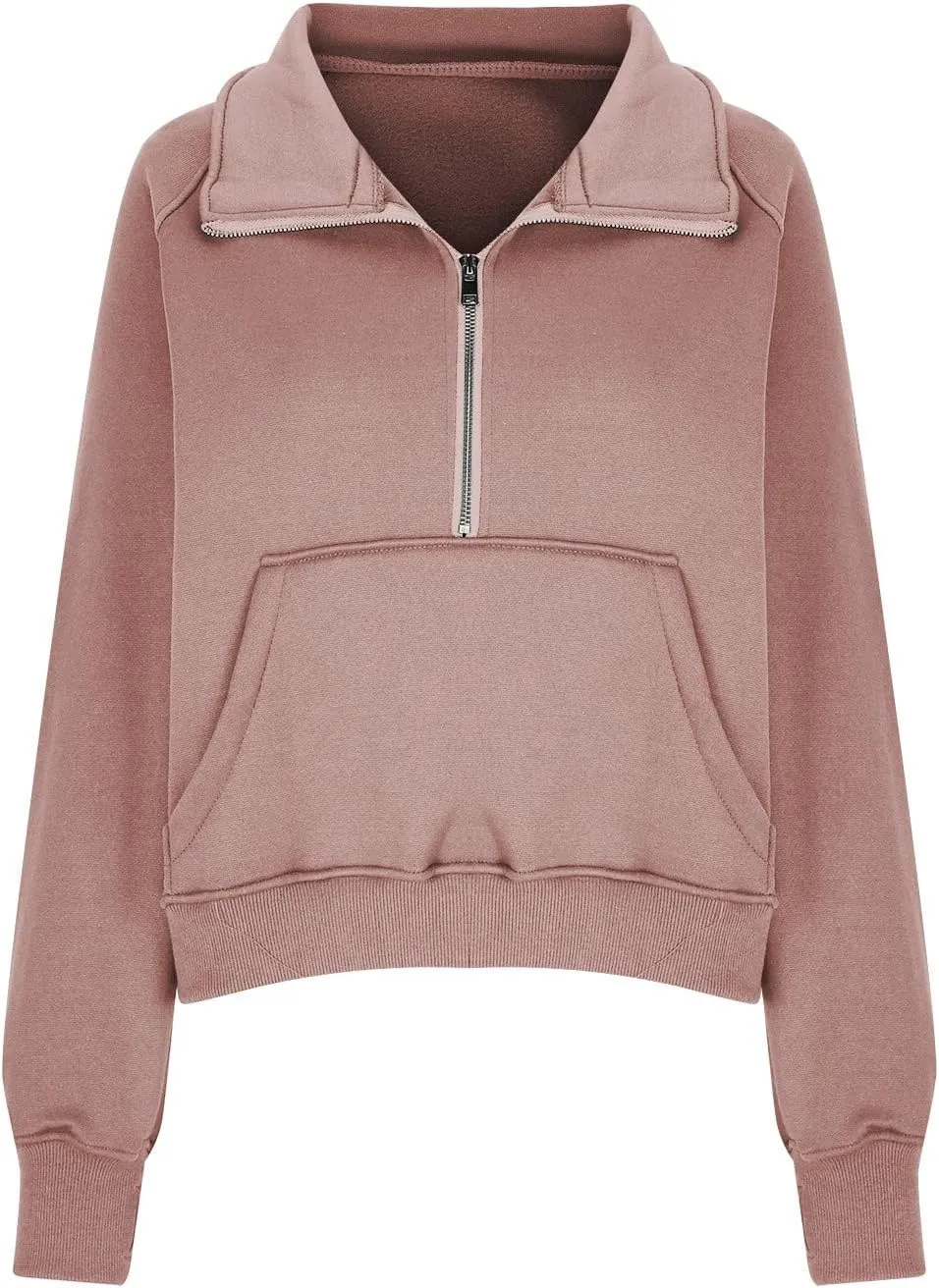 lcziwo Half Zip Sweatshirts Women Oversized Fleece Cropped Pullover Quarter Zipper Fall Outfits 2024 Winter Clothes