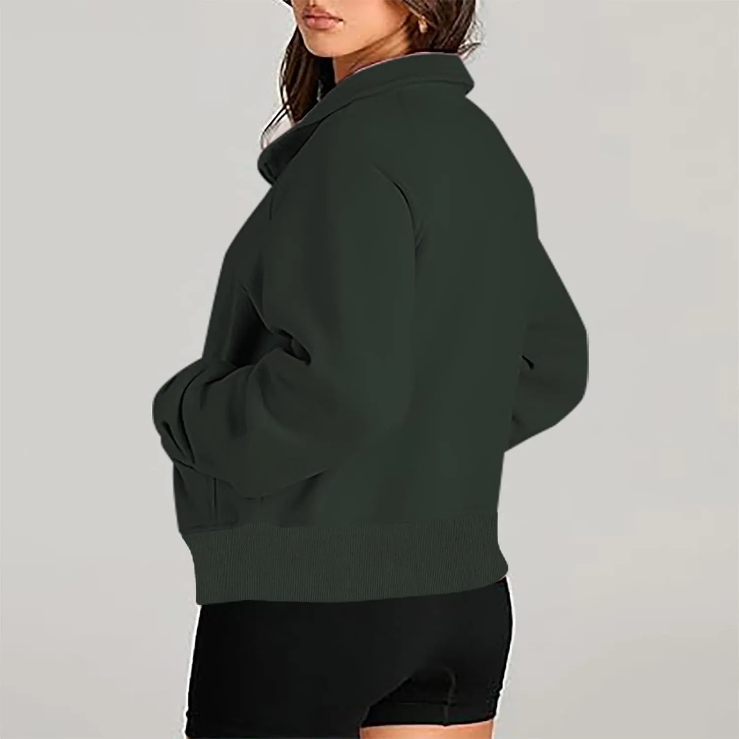 lcziwo Half Zip Sweatshirts Women Oversized Fleece Cropped Pullover Quarter Zipper Fall Outfits 2024 Winter Clothes