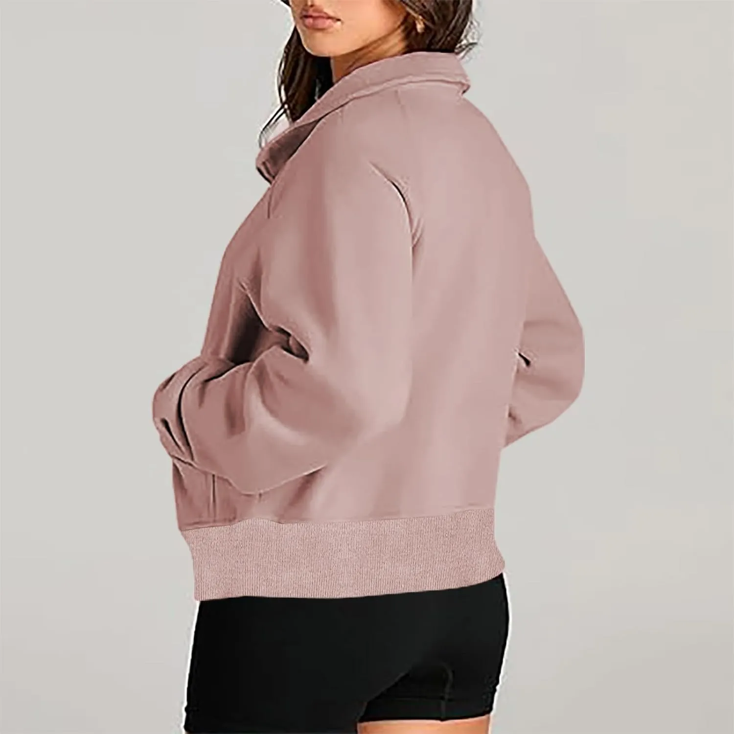 lcziwo Half Zip Sweatshirts Women Oversized Fleece Cropped Pullover Quarter Zipper Fall Outfits 2024 Winter Clothes