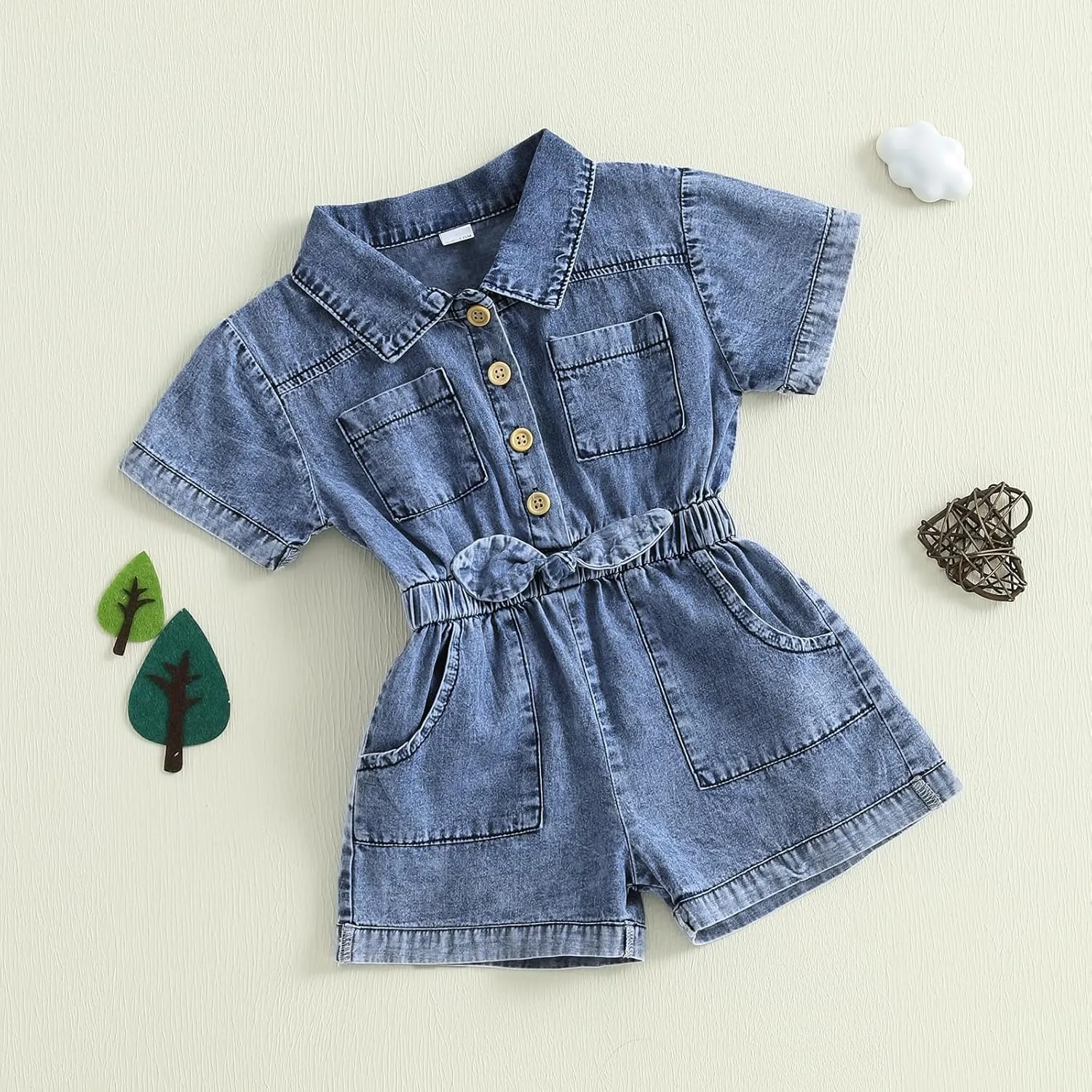 Ledy Champswiin Summer Toddler Girl Jumpsuit Shorts Little Girl Overalls Clothes Baby Jean Romper Jumpsuit One Piece Outfit
