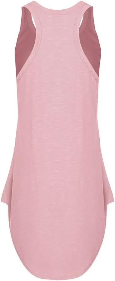 LFEOOST Summer Womens High Low Dress,Sexy Sleeveless Spoon Neck Racer Back Tank Dresses Solid Loose Casual Sport Skirt Dress