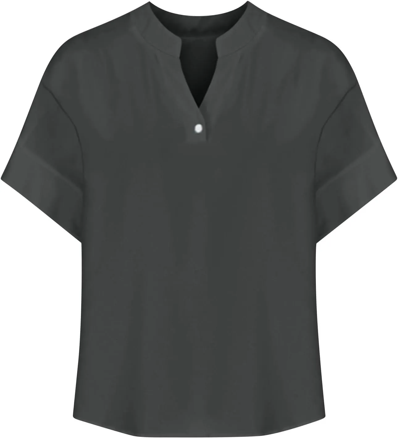 Linen Blouses for Women Short Sleeve Trendy Tops Button Down V Neck Shirt Summer Vacation Shirts 2025 Trendy Tops Tees