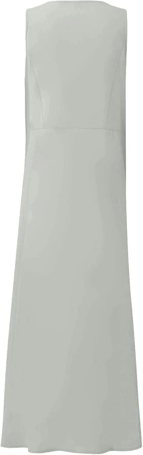 Linen Dresses for Women 2025 Casual Summer Sleeveless U Neck Flowy Maxi Dress Plus Size Boho Sundress with Pockets