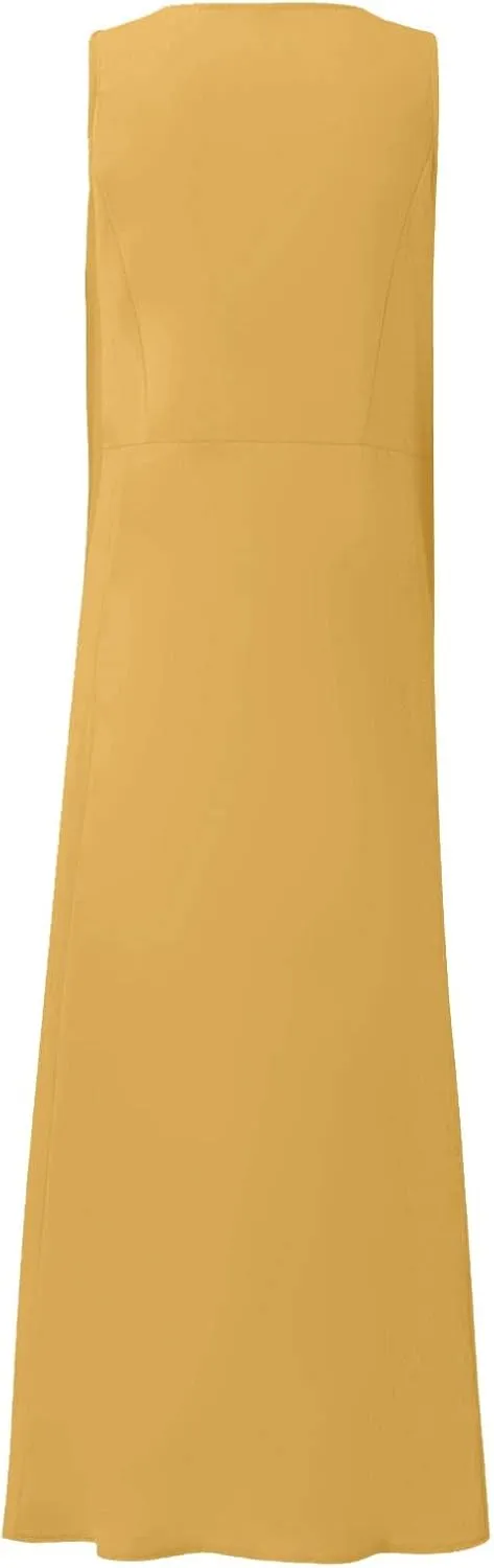 Linen Dresses for Women 2025 Casual Summer Sleeveless U Neck Flowy Maxi Dress Plus Size Boho Sundress with Pockets