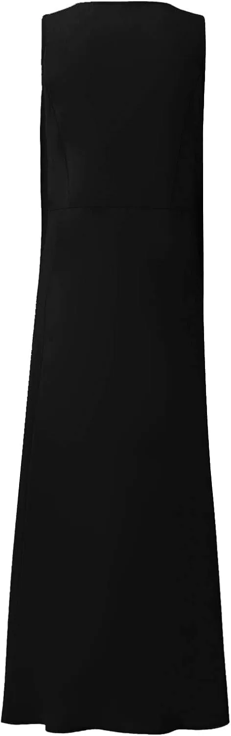 Linen Dresses for Women 2025 Casual Summer Sleeveless U Neck Flowy Maxi Dress Plus Size Boho Sundress with Pockets