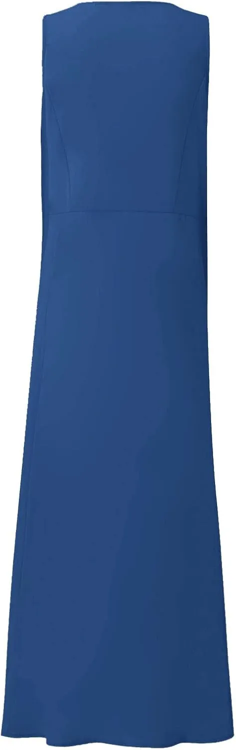 Linen Dresses for Women 2025 Casual Summer Sleeveless U Neck Flowy Maxi Dress Plus Size Boho Sundress with Pockets
