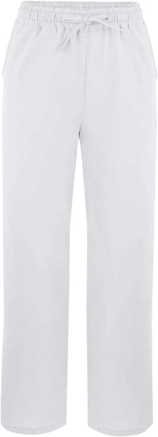 Linen Pants for Women 2025 Summer High Waist Elastic Drawstring Straight Leg Lounge Casual Lightweight Beach Trousers