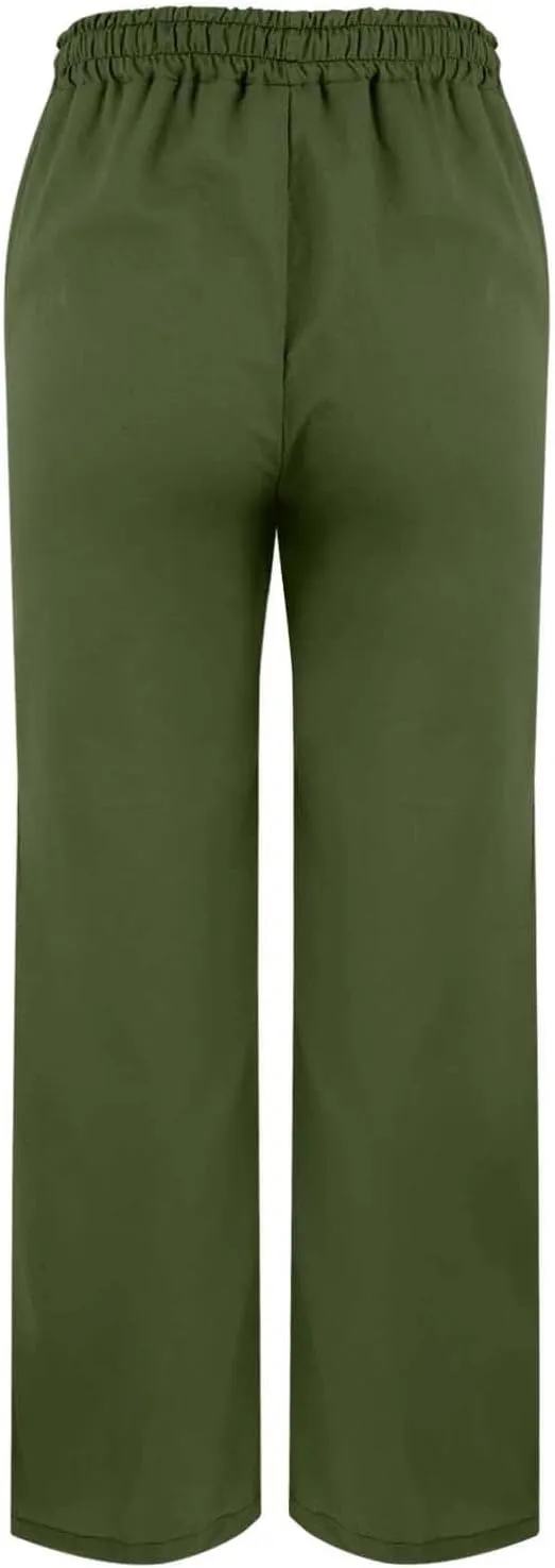 Linen Pants for Women 2025 Summer High Waist Elastic Drawstring Straight Leg Lounge Casual Lightweight Beach Trousers