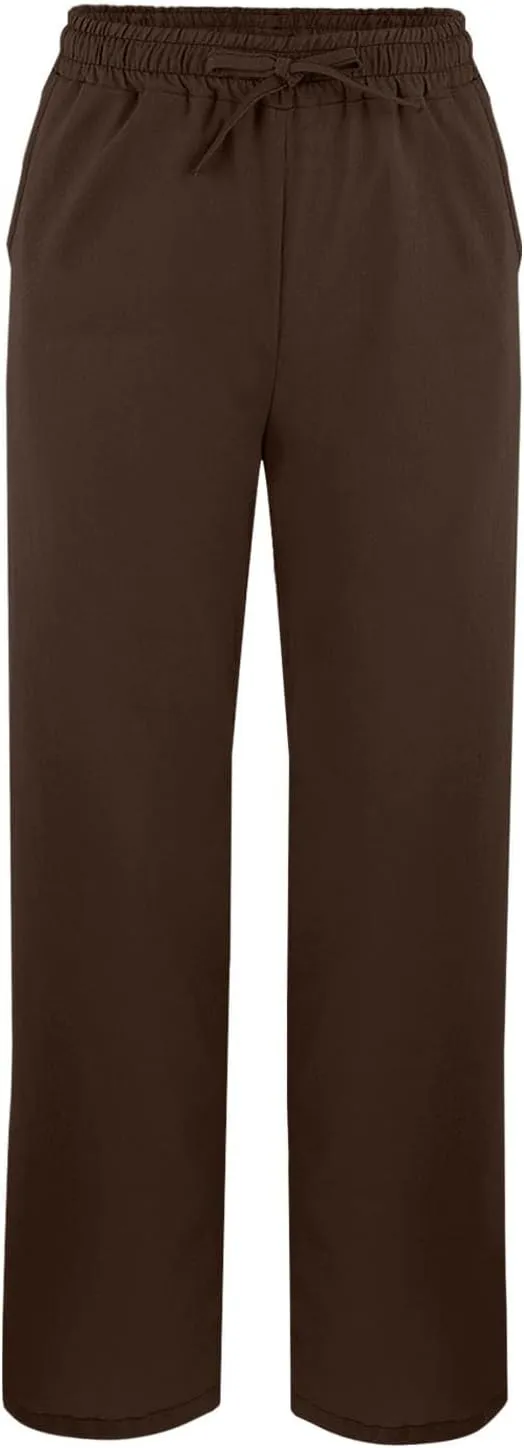 Linen Pants for Women 2025 Summer High Waist Elastic Drawstring Straight Leg Lounge Casual Lightweight Beach Trousers