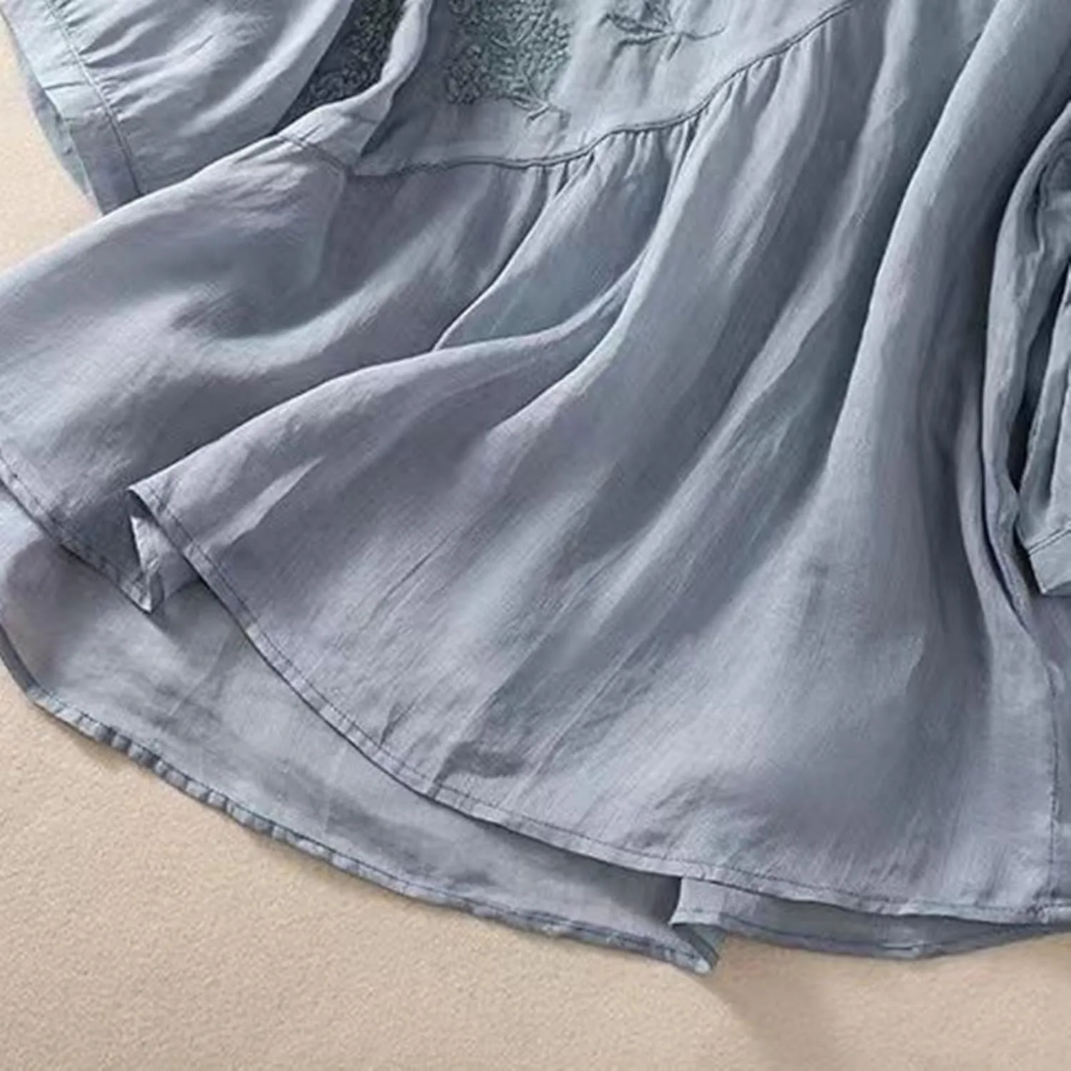 Linen Shirts for Women Crewneck Retro Blouses Boho Summer Tee Shirt Long Sleeve Loose Tunic Tops