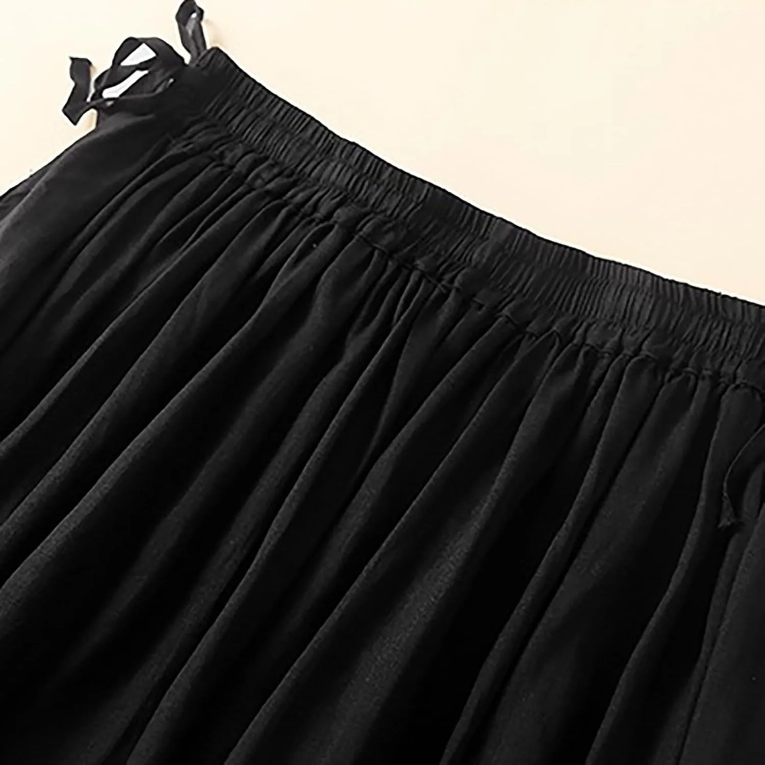 Linen Skirt Womens 2025 Summer Boho Midi Skirt Elastic High Waisted Flowy Swing A-Line Pleated Skirts