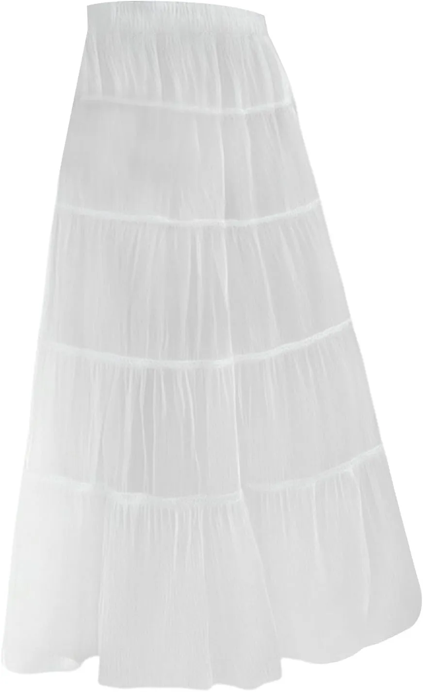Long Skirts for Women Boho Maxi Skirt Summer Swing Tiered A-Line Elastic High Waist Dress with Pockets