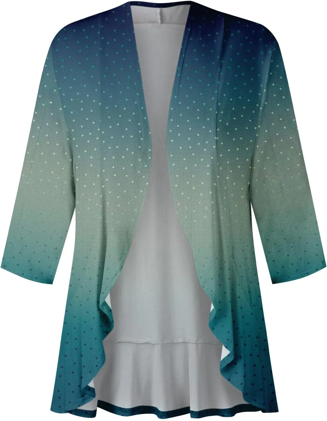 Long Sleeve Kimono for Womens Lightweight 3/4 Sleeve Cardigans Retro Print Jackets Casual Duster Blouse Tops Coat