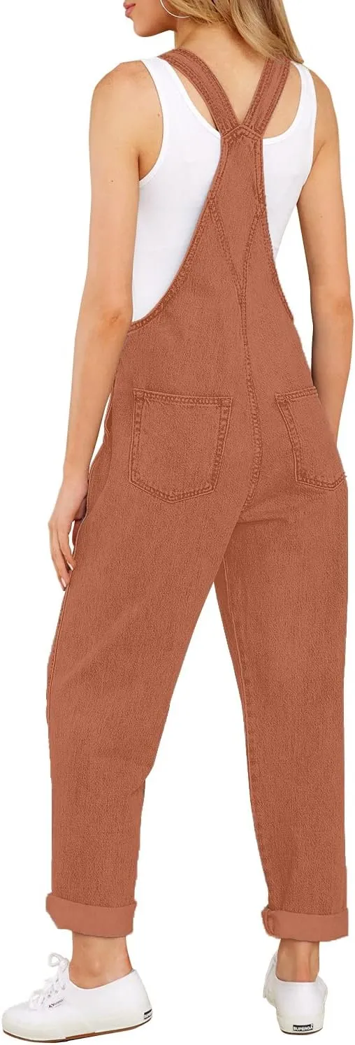 LookbookStore Women's Casual Stretch Denim Bib Overalls Pants Pocketed Jeans Jumpsuits