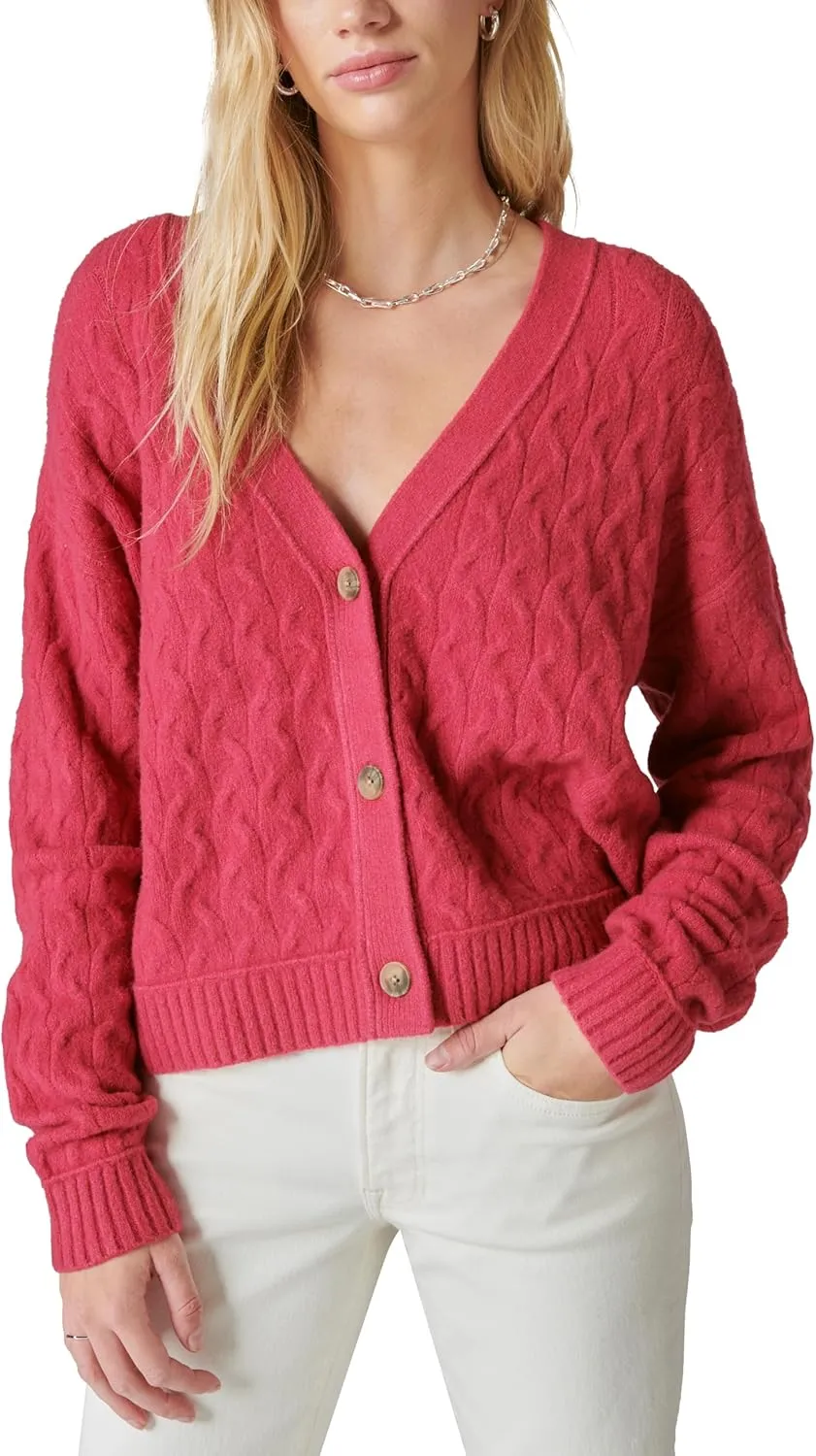 Lucky Brand Women's Cozy Cable Stitch Cardigan