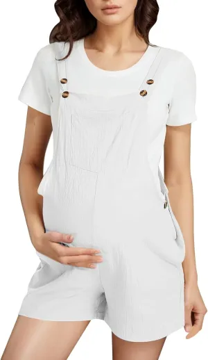Maternity Jumpsuit,Womens Casual Short Pants Rompers Maternity Overalls Pregnancy One Piece Outfits with Pocket