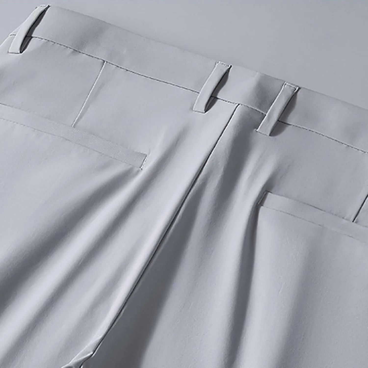 Men Business Pants Casual Straight Leg Trousers Lightweight Quick Drying Work Pants with Pockets Cropped Trousers