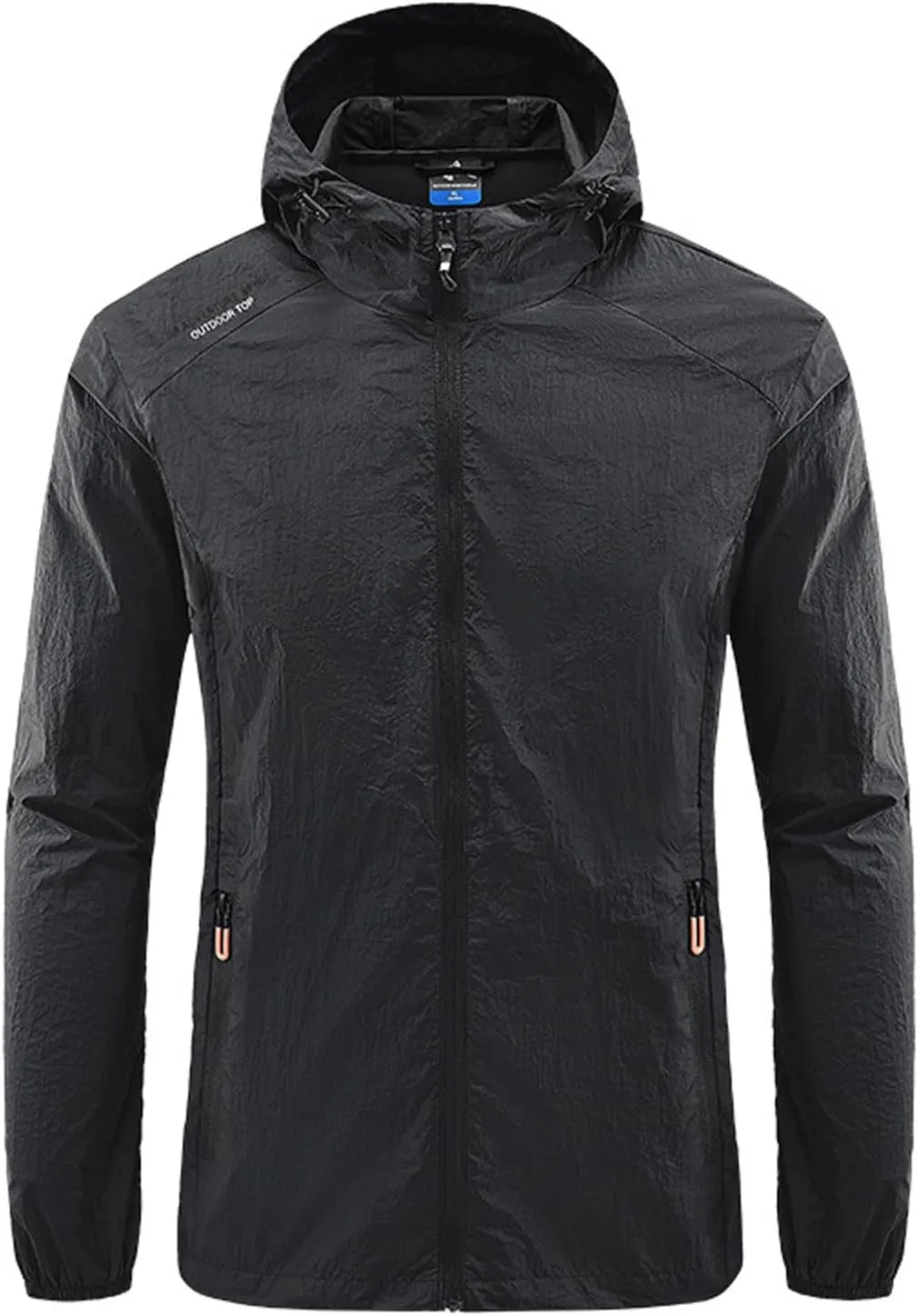 Men Lightweight Windbreaker Jacket Breathable Sun Protective Hoodies Casual Zip Up Hooded Coat for Hiking Golf Travel Fishing