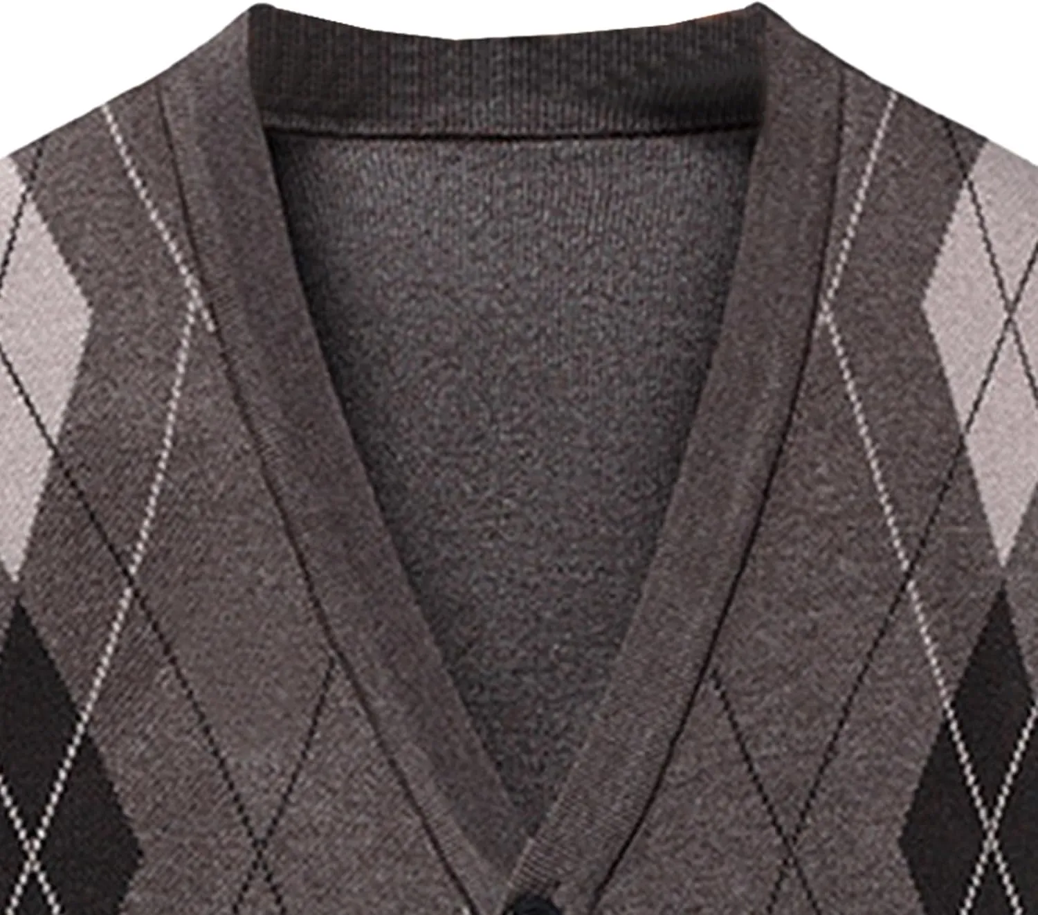 Men's Argyle Knitted Sweater Lightweight Button Down Male Knits Jackets Casual V-neck Knit Sweaters Coat