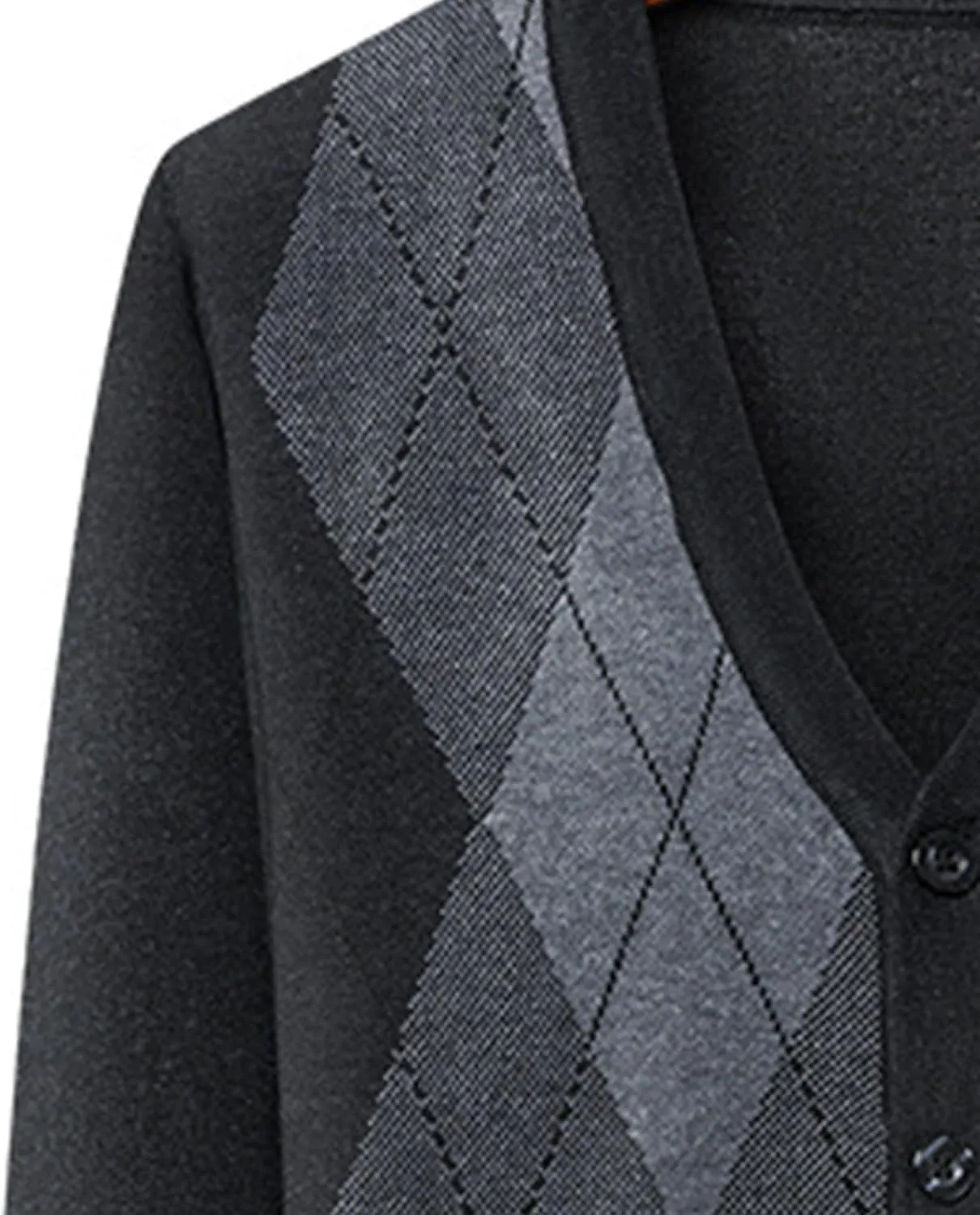 Men's Argyle Knitted Sweater Lightweight Button Down Male Knits Jackets Casual V-neck Knit Sweaters Coat