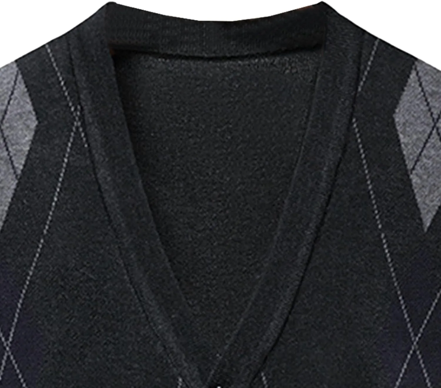 Men's Argyle Knitted Sweater Lightweight Button Down Male Knits Jackets Casual V-neck Knit Sweaters Coat
