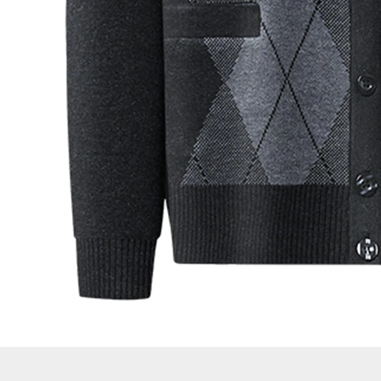 Men's Argyle Knitted Sweater Lightweight Button Down Male Knits Jackets Casual V-neck Knit Sweaters Coat