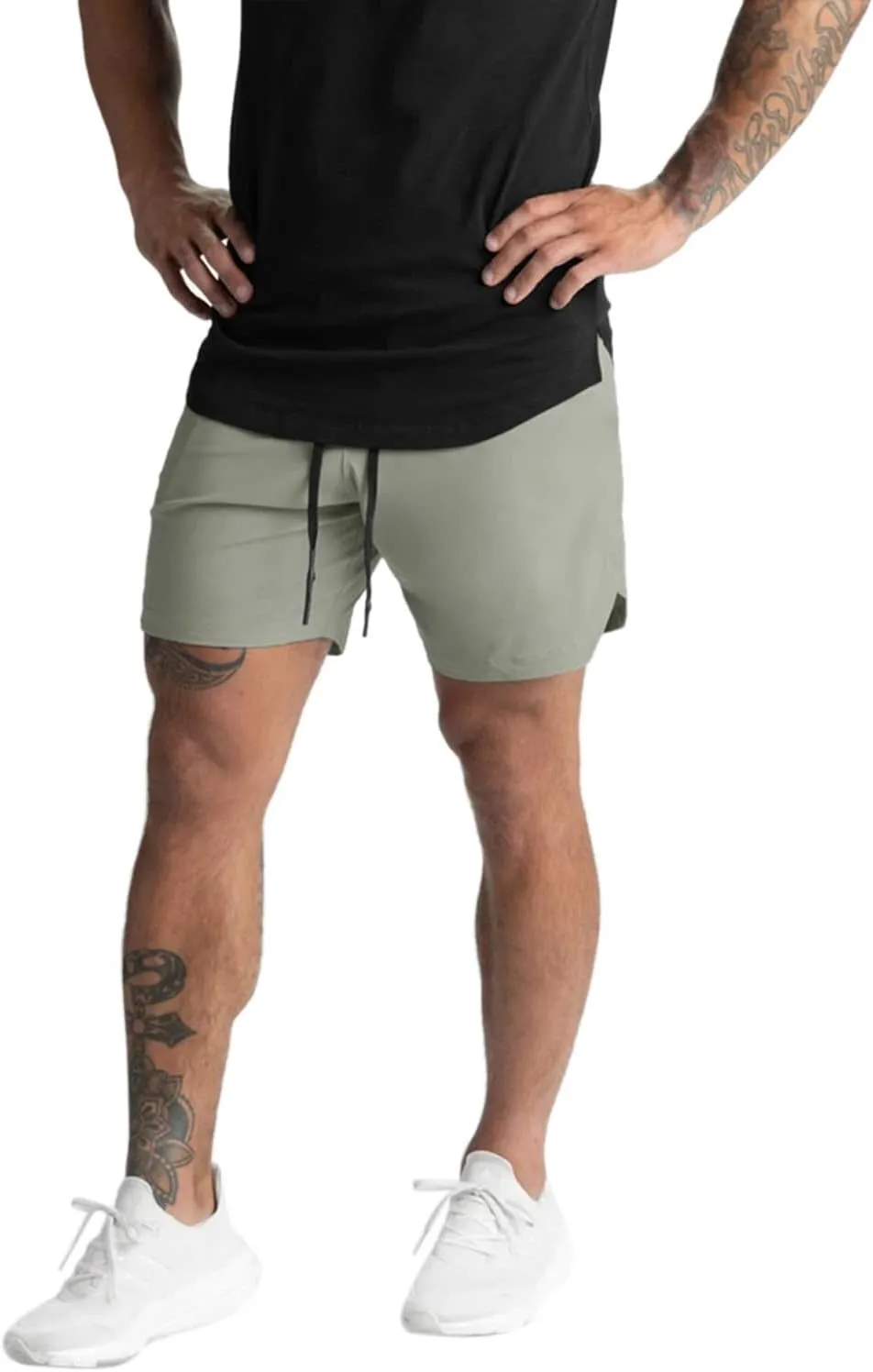 Mens Athletic Workout Shorts Quick Dry Lightweight Bodybuilding Gym Running Basketball SweatShorts with Zipper Pockets